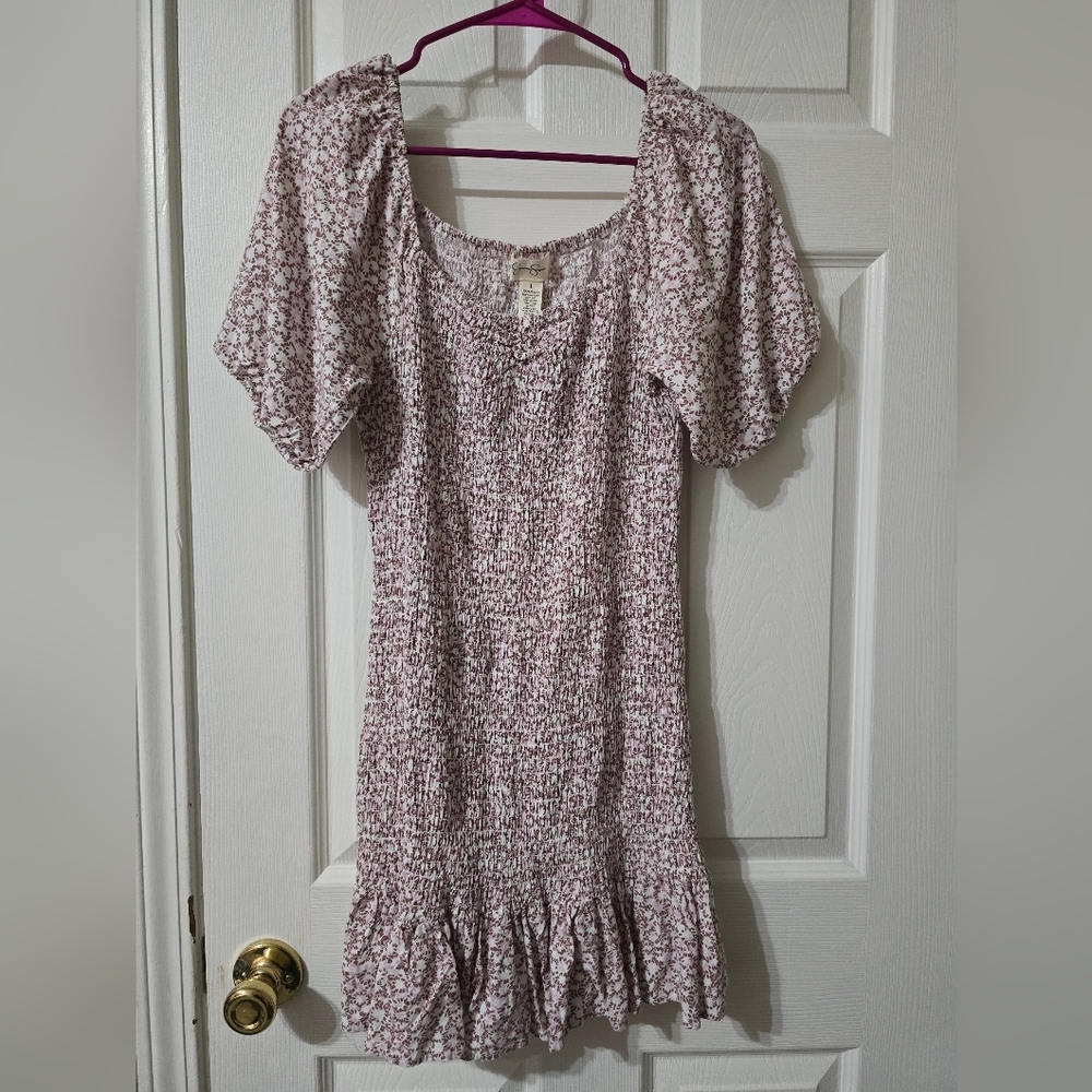 Jessica Simpson Ditsy Floral Smocked Mini Dress, Puff Sleeves, Stretchy, EUC!